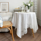 Popxstar Embroidery Lace 100% Cotton White Flower Tablecloth for Home Wedding Party Decoration Table Cloth Luxurious Table Cover