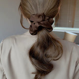 Popxstar Korean Woman Big Elegant Silk Elastics Hair Band Girls Solid Color Scrunchies Hair Ties Ladies Ponytail Hold Hair Accessories