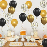 Popxstar  Wholesale Latex Balloons Shiny Sequin Black and Gold Inflatable Balloon for Wedding Party Birthday Christmas Home Decor Supplies