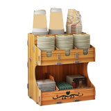 Multi-Cell Disposable Paper Cup Storage Shelf Space Saving Large Capacity Paper Cup Dispenser Durable Cup Straw Storage Rack
