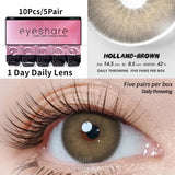 Popxstar 10Pcs=5Pair Color Contact Lenses for 1 Day Daily Lens Blue Contacts Daily Disposable High Wearing Comfort Brown Lenses