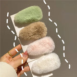 Popxstar Winter Plush Cute Hair Clip Grasping Lamb Children's Broken Hair Pin Clip Headwear Hair Accessories for Girls  Korean Style