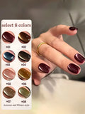Autumn Winter Blue Black Red Glass Bead Crystal Cat Eye Gel Nail Polish New Whitening High Density Sparkling Nail