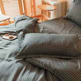 Popxstar  Black White Small Checks Printed Bed Set Floral Duvet Cover Pillowcase Bedding Set Bed Sheet Quilt Cover Single Queen King Size