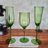 Popxstar  1Pcs Vintage Green Champagne Glass Home Party Goblets Red Wine Cup Wave Pattern White Wine Flute Whisky Cup For Party Wedding