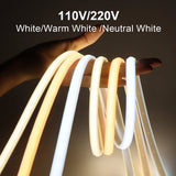 Popxstar 110V 220V Super Bright COB LED Strip with Switch FOB Tape Ribbon EU US Plug 35M 30M 25M 20M 15M 10M Neon Lights For Kitchen Room