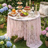 Embroidered Lace Table Cloth French Artistic Ruffled Table Cover Elegant Hollowed Out Home Anti-Slip Linen Decorative Tablecloth