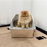 Large High-Sided Stainless Steel Cat Litter Box with Spoon for Small to Medium Sized Kittens Open Cats Litter Pan Easy Clean