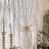 French Romance Ruffle Lace Voile Sheer Curtains for Bedroom Living Room Kitchen White Butterfly Flowers Window Drapes Boho Decor