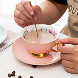 Popxstar  Ceramic Coffee Cup Elegant Flower Tea Cup and Saucer Afternoon Dessert Porcelain Tea Cup Saucer Set Tea Cafe Espresso Cup