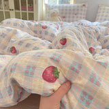 4Pcs Set Floral And Polka Dot Print Styles Duvet Cover Bed Sheet Pillowcase Full-Size Bedspread Set 1.5-Sleeper Bedding Set