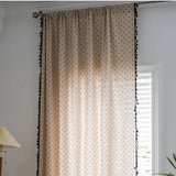 Popxstar Cotton Linen Semi-blackout Floral Print Black Fringe Bedroom Kitchen Curtain Single Piece Room Luxury Home Interior Decor Hall