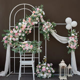 Popxstar Pure White Luxury Wedding Decoration Artificial Flower Backdrop Wedding Arch Flower Row Floral Arrangement Photo Props Stage Dec