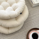 High-end tatami round dining chair strap chair cushion Japanese simple white square seat cushion sedentary