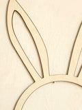 Popxstar  Easter Bunny Wreath, Wooden Rabbit Ear Circle Doorplat, Spring Garland Wall Decor with Flower, Door Hanging Home Decoration Gift