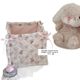 popxstar Square Storage Basket Cotton Stripe Sorting Basket Lace Flower Desktop Box Home Supplies