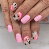 Popxstar  Y2K Fake Nails with Five-pointed Star Printed Press on Nail Short Square Wearable False Nails for Women Spicy Girls DIY Manicure