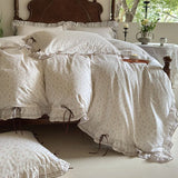 Popxstar  100% Cotton Pastoral Floral Print Ruffles Bow Princess Bedding Set Queen King Duvet Cover Set Bed Sheet/Fitted Sheet Pillowcases