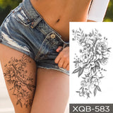 Popxstar Waterproof Temporary Tattoo Sticker snake flower rose Flash Tatoo sexy Arm Large Size Black Wrist Fake Tatto For Body Art Women