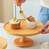 Bread Stand Glass Cover Wooden Cake Stand Vintage Household High Foot Cake Plate Transparent with Lid Butter Box Snacks Storage