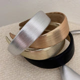 Popxstar Korean Style Wide Leather Hairbands Shiny Gold Silver PU Headbands Fashion Plain Sponge Hair Hoop Women Hair Clip Retro Headwear