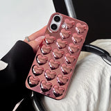 Popxstar  Plating Rose Gold 3D Love Heart Glossy Back Cover Case For iPhone 17 Pro Max Air 15 14 13 12 11 16 Plus Soft TPU Shell