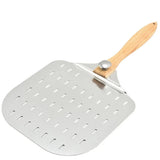 Folding Wood Handle Perforated Pizza Spatula Hollow Design Detachable Bread Paddle Aluminum Cake Transfer Shovel Restaurant