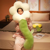 Popxstar Long Sunflower Plush Body Pillow Cute Large Flower Stuffed Cushion Sofa Decorative Stuffed Body PillowBed Sleeping Back Cushion