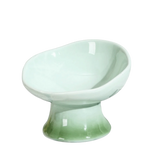Floral Design Flower Shape Ceramic Cat Bowl Anti-Tip Anti-Slip Elevated Cat Bowl Tall Footed Oblique Mouth Raised Pet Bowl Cats