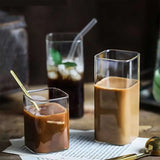 Popxstar Square Simple Glass Cup Transparent Cold Drink Large-capacity Milk Juice Tea Drink Water Mousse Cups Wine Glass Beer Coffee Mug
