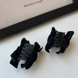 Popxstar Sweet Black Red Bow Small Hair Claw Clip Princess Velvet Bow Hair Clip Claw Clamp Headwear Girls Women Korean Hair Styling Tools