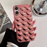 Popxstar  Plating Rose Gold 3D Love Heart Glossy Back Cover Case For iPhone 17 Pro Max Air 15 14 13 12 11 16 Plus Soft TPU Shell