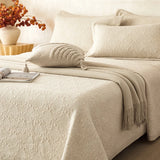 Popxstar  3Pcs Luxury Natural Cotton Linen Soft Comfortable Quilted Bedspread, Bed Cover, Mattress Topper, Bed Sheet, With Pillowcases