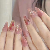 Popxstar 24Pcs/Set Long T Glitter Wearing Reusable False Nails Nail Art Full Cover Artificial Fake Nails Ballerina False Nail