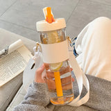800ML Large Capacity Simple Plastic Water Bottle With Straw Portable Bubble Tea Infuser Filter Girl Student Juice Drinkwater Cup