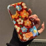 Phone Case For iPhone 16 15 14 13 12 11 Pro Max XS X XR 7 8 Plus SE Perforated Vortex Shell IND Retro Small Flower Cover