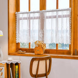 Popxstar  1PC Short Lace Curtain,Exquisite Floral Pattern Valance,Window Valances Pastoral Tulle Voile Home Decor Kitchen Door