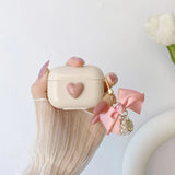 Popxstar Ribbon Lattice Bowknot with Pearl Keychain Cover For Apple AirPods 2 Pro 3 3rd generation Shockproof Earphone Case For AirPods 4