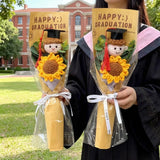 Popxstar  Crocheted Sun Flower Bouquet Graduation Flower Bouquet Gifts Artificial Flower Decorations Finished Sunflowers Graduation Gifts