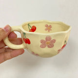 Popxstar  Ceramic Mugs Irregular Flower Coffee Milk Yellow Hand Pinched Cups Cute Korean Style Oat Breakfast Juice Black Tea Kawaii Cup