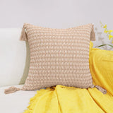 45x45cm Braided Plaid Boho Cushion Cover Geometry Embroidered Tassel Embroidery Lumbar Pillow Covers for Living Rooms Bedrooms