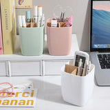 Popxstar  2pcs Bamboo-Like Plastic Desk Organizer with Pen Holder & Jewelry Storage - 3/4 Compartment Standalone Multi-Purpose Box