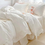 Princess Style Bedding Sets Ruffle Lace Quilt Cover Romantic Pink Bed Sheet Sets Woman Girls Bedroom Duvet Cover Set 4pcs