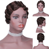 Popxstar Short Human Hair Wigs Pixie Cut Finger Wave Wigs Capless Wear and Go Full Machine Made Wig for Black Women Glueless Cheap Wigs