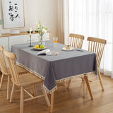 Popxstar Cotton Fabric Tablecloth Tassels Stitching Washable Table Cloth for Wedding Party Dining Banquet Decoratio Christmas Table Cover