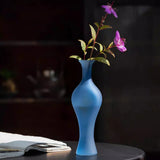 Blue frosted glass vase Hydroponic fresh flowers flower arrangement desktop ornament home office hotel decoration