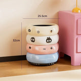 Popxstar  12L Doughnut Shape Wastebasket with Lid Wheel Recycle Bin Bedroom Living Room Kitchen Garbage Cube Cream Wind Cute Trash Can