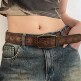 Popxstar  Pattern Print Retro Y2K Belts For Women Luxury Designer Brand Buckle Pin Waist Belt Female Pu Leather Hip Hop Fashion Waistband