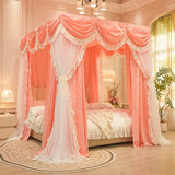New Wedding Palace Mosquito Net with Frame Romantic Princess Shading Bed Curtain Canopy Nets Three-door for Girls