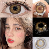 Popxstar  1 Pair Big Eyes Colored Contact Lenses Natural Brown Eyes Lens Gray Pupils Eyes Makeup Korean Style Contact Yearly Use